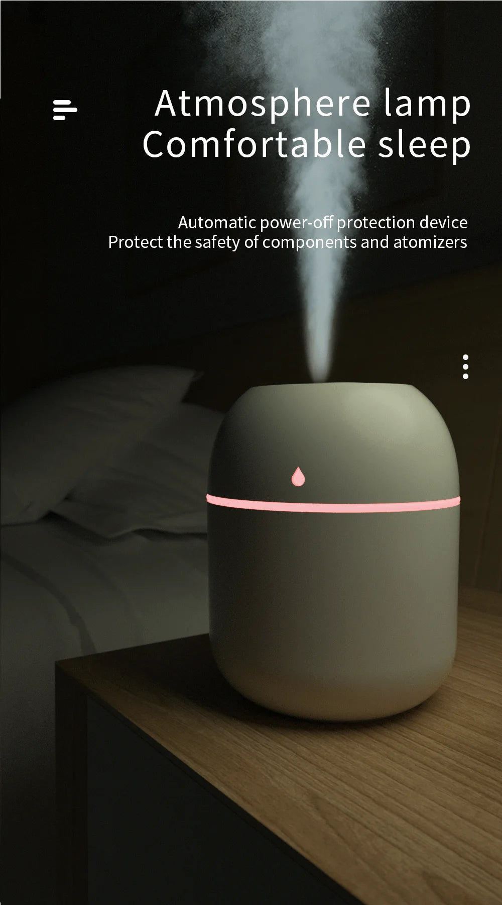 Portable USB Ultrasonic Air Mini Humidifier Essential Oil Diffuser Car Purifier Aroma Anion Mist Maker with LED Lamp Lighting